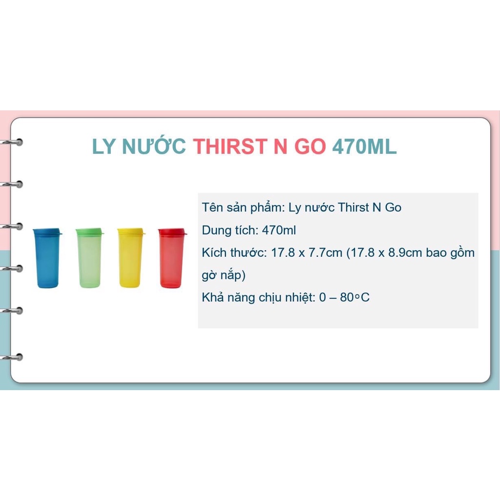 Bình nước cầm tay đi học Thirst N Go 470ml TUPPERWARE Chính Hãng Bảo Hành Trọn Đời