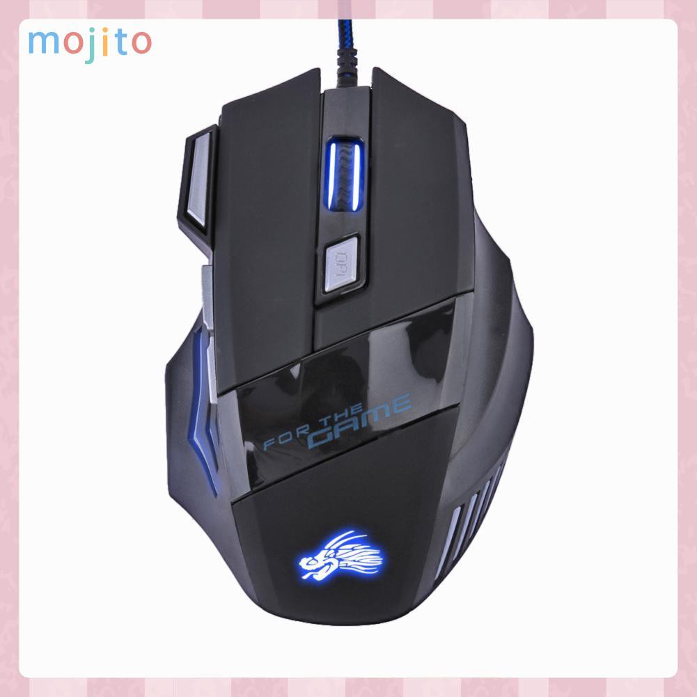 MOJITO 5500DPI LED Optical USB Wired Gaming Mouse 7 Buttons Gamer Computer Mice