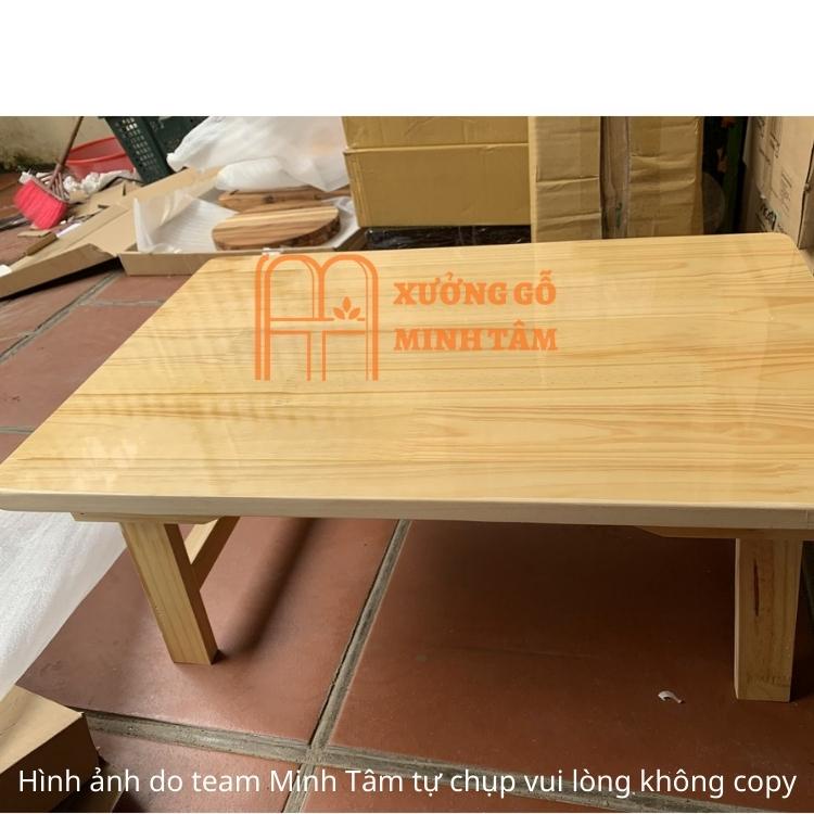 Bàn gỗ xếp gọn gỗ cao cấp, phủ bóng chống trầy, kích thước 60*40cm kiểu dáng Nhật Bản, chân gấp gọn màu vàng sáng