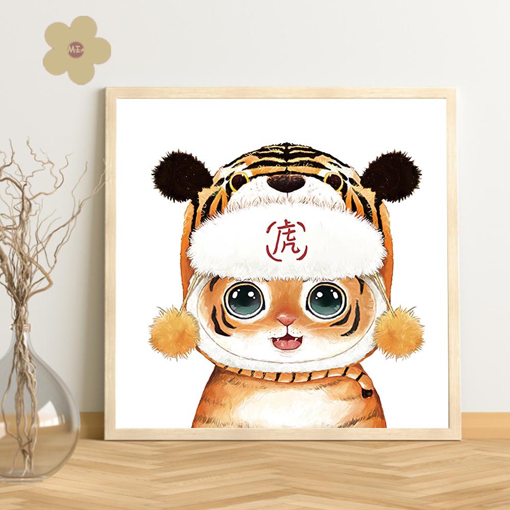 Tranh thêu chữ thập 11CT 3 sợi cotton hình con hổ trang trí nhà ở tự làm