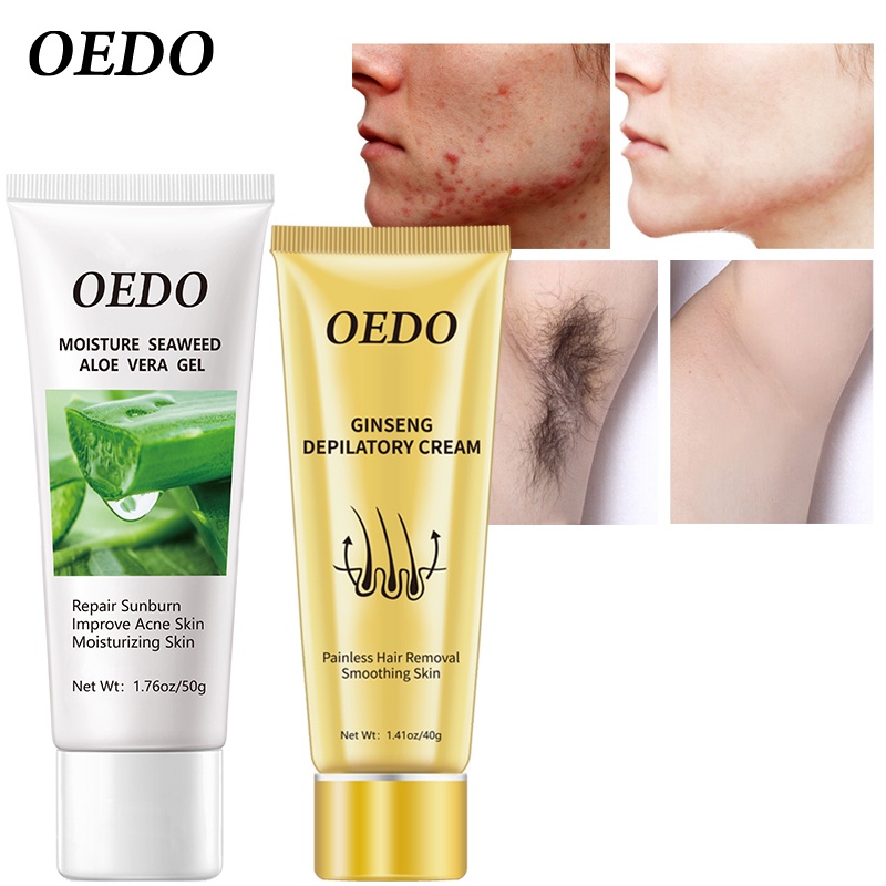 Kem tẩy lông và gel dưỡng ẩm Oedo chiết xuất nhân sâm/ lô hội và rong biển tiện dụng 40g/ 50g