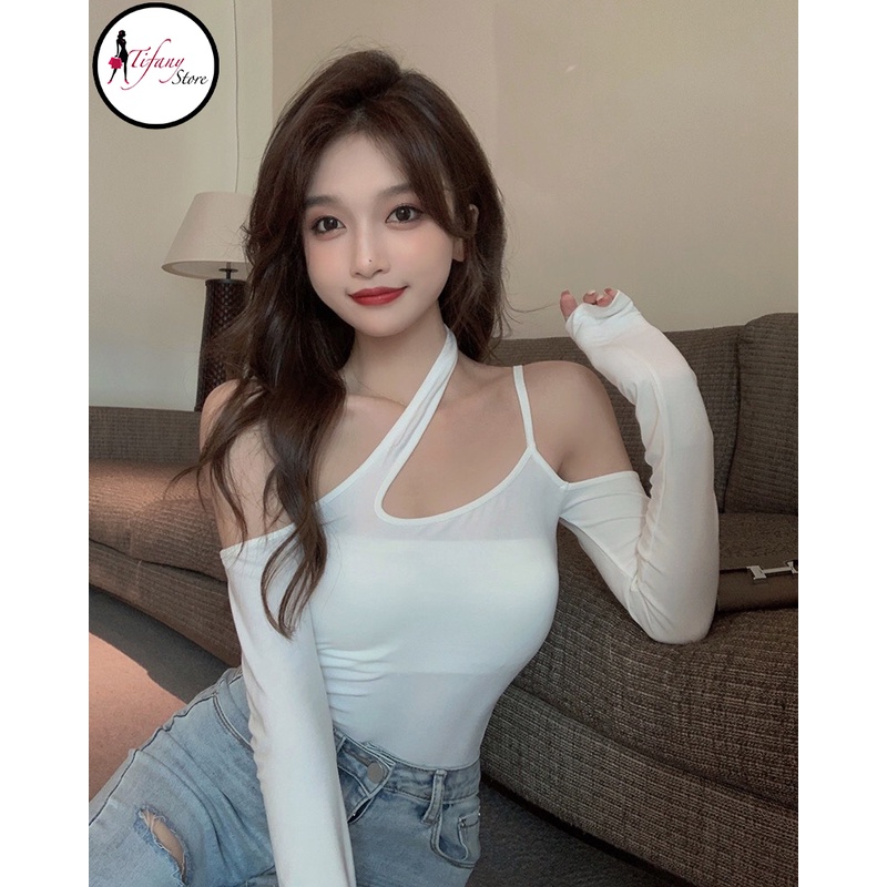 Áo Croptop Nữ Dài Tay Hở Vai Bigsize Dưới 80Kg Chất Thun Borib 2 Chiều Co Dãn "QUÂY XÉO TD"