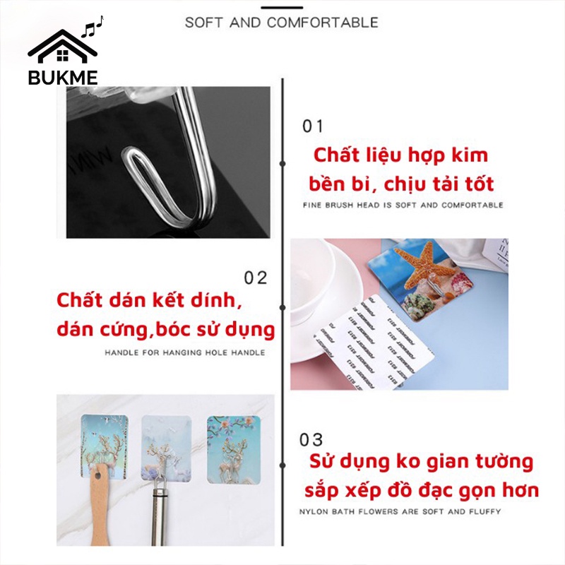 Móc dán tường dễ thương siêu dính chịu lực treo quần áo đồ dùng móc dán họa tiết 3D treo đồ