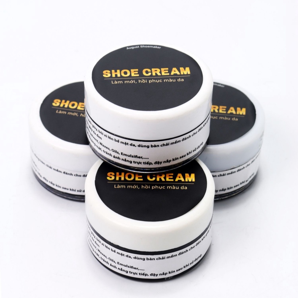 Shoe Cream black xi kem cho giày da dưỡng ẩm làm mờ vết xước August