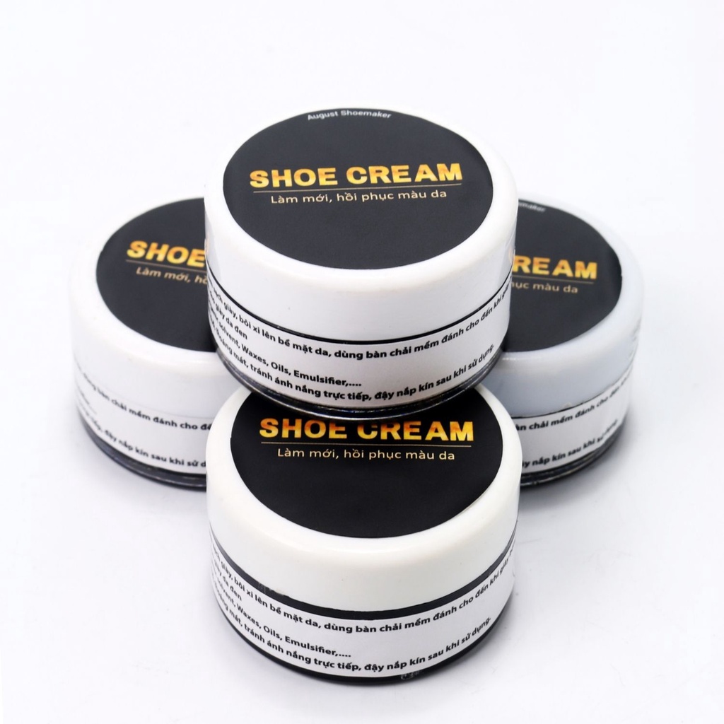 Shoe Cream black (Xi kem) cho giày da dưỡng ẩm, làm mờ vết xước August.