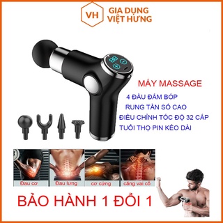 Máy massage cầm tay 4 đầu 32 chế độ , Súng massage cầm tay phiên bản 2021 ( BẢNG ĐIỆN TỬ )