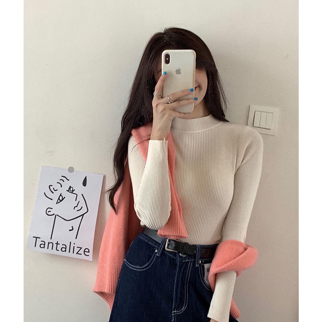 Áo len mỏng ôm body cổ tròn 3 phân LYRA, mongtoghi nữ basic cổ tròn trơn trẻ trung,xinh xắn, dễ phối đồ-VSYAL0002 | BigBuy360 - bigbuy360.vn