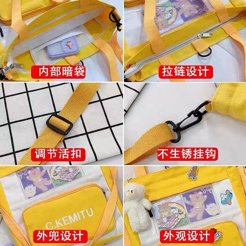 Túi Canvas Đeo Chéo Cỡ Lớn Thời Trang Cho Nữ Sinh