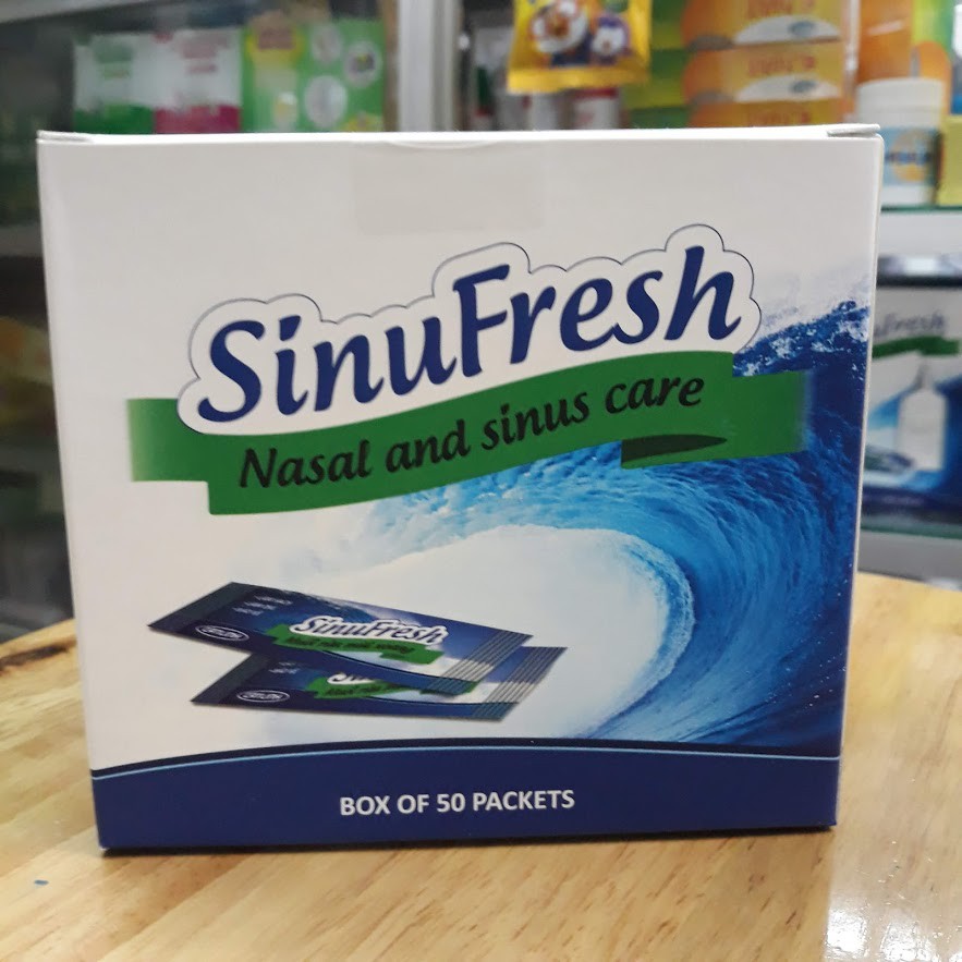 Hộp 50 gói muối biển Sinufresh - Muối rửa mũi xoang Sinufresh của Cát Linh - Chính hãng 100%