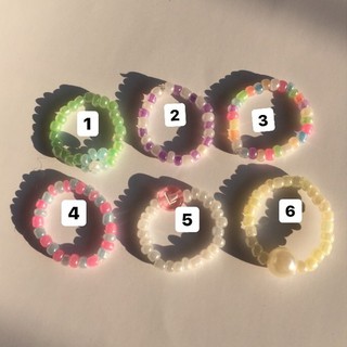 Nhẫn hạt nhỏ pastel nhiều màu