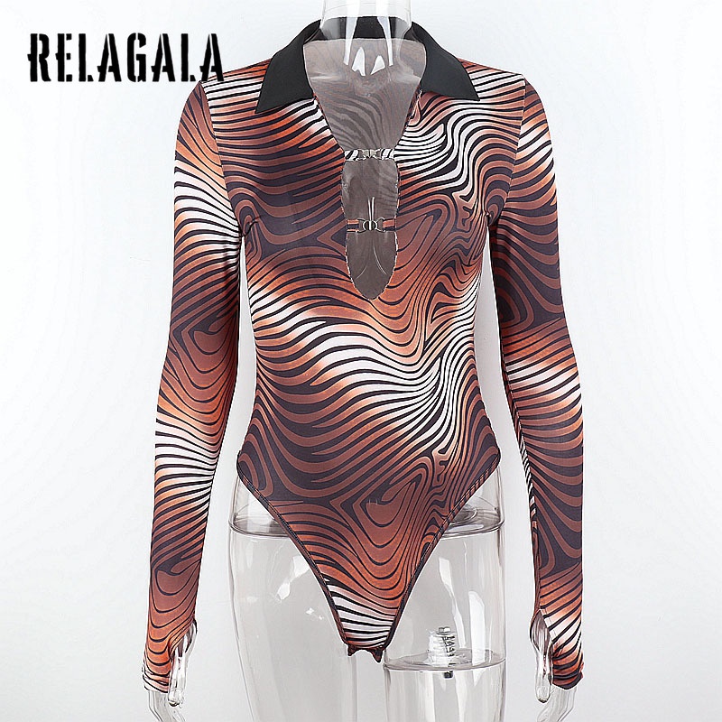 Jumpsuit Tay Dài Cổ Chữ V Kẻ Sọc Thời Trang Quyến Rũ Cho Nữ | BigBuy360 - bigbuy360.vn