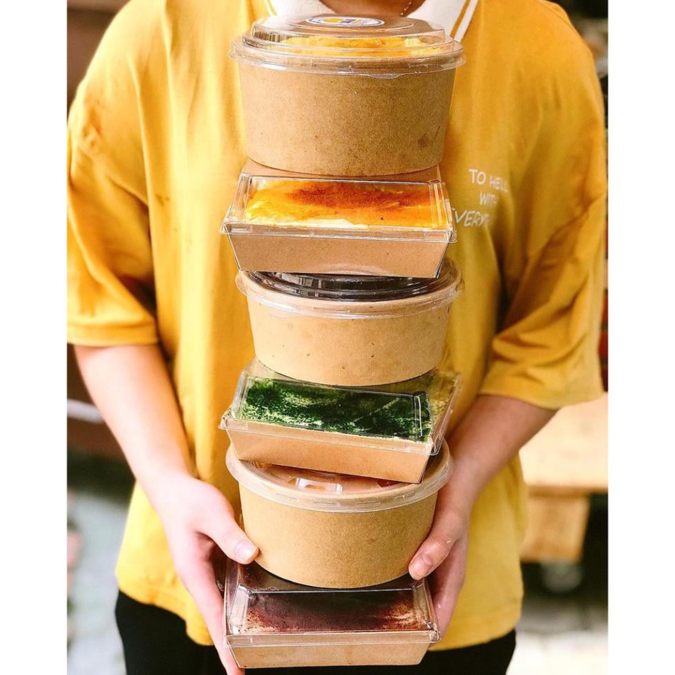 HỘP GIẤY KRAFT TRÒN NẮP TRONG 1000ML