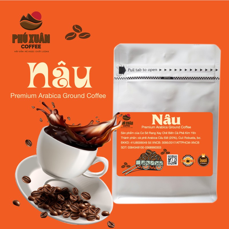 250gr Cà Phê Nâu Phú Xuân Coffee - Cafe bột rang xay pha phin, có bơ | BigBuy360 - bigbuy360.vn