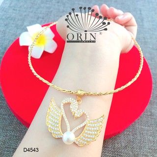 Kiềng dẻo, kiềng cổ nữ dạng bính mặt thiên nga đính trái châu đính đá thiết kế cao cấp Orin D4543