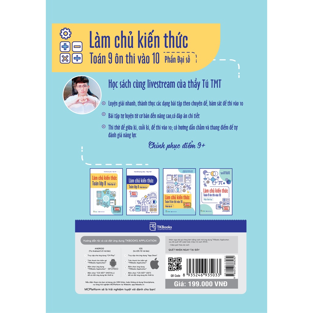 Sách - Làm chủ kiến thức toán 9 ôn thi vào 10 - Phần Đại số  - Học kèm App
