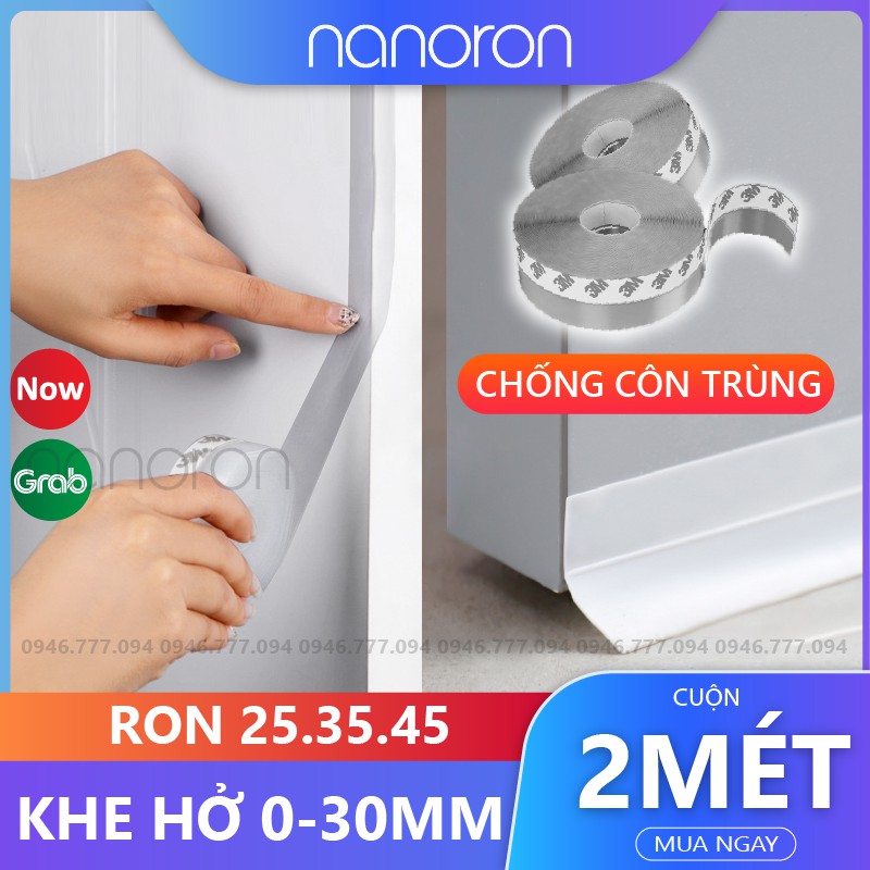 Thanh dán chân cửa chắn khe hở Ron cao su NANORON chống côn trùng giữ nhiệt máy lạnh điều hòa size 253545mm