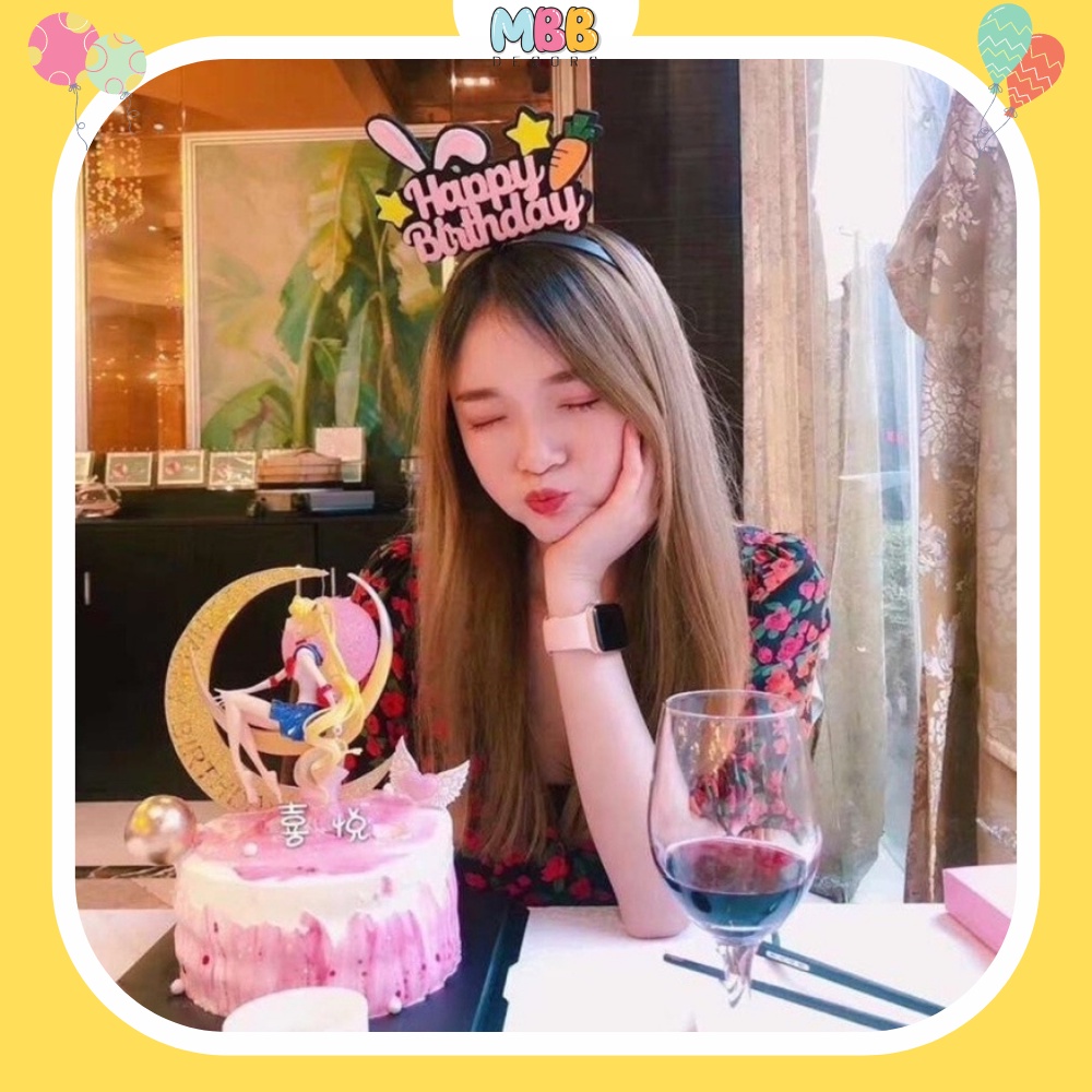 [TPHCM] Bờm Tai Thỏ Chữ Happy Birthday, Băng Đô Cài Tóc, Phụ Kiện Chụp Hình Sinh Nhật - MBBDecors