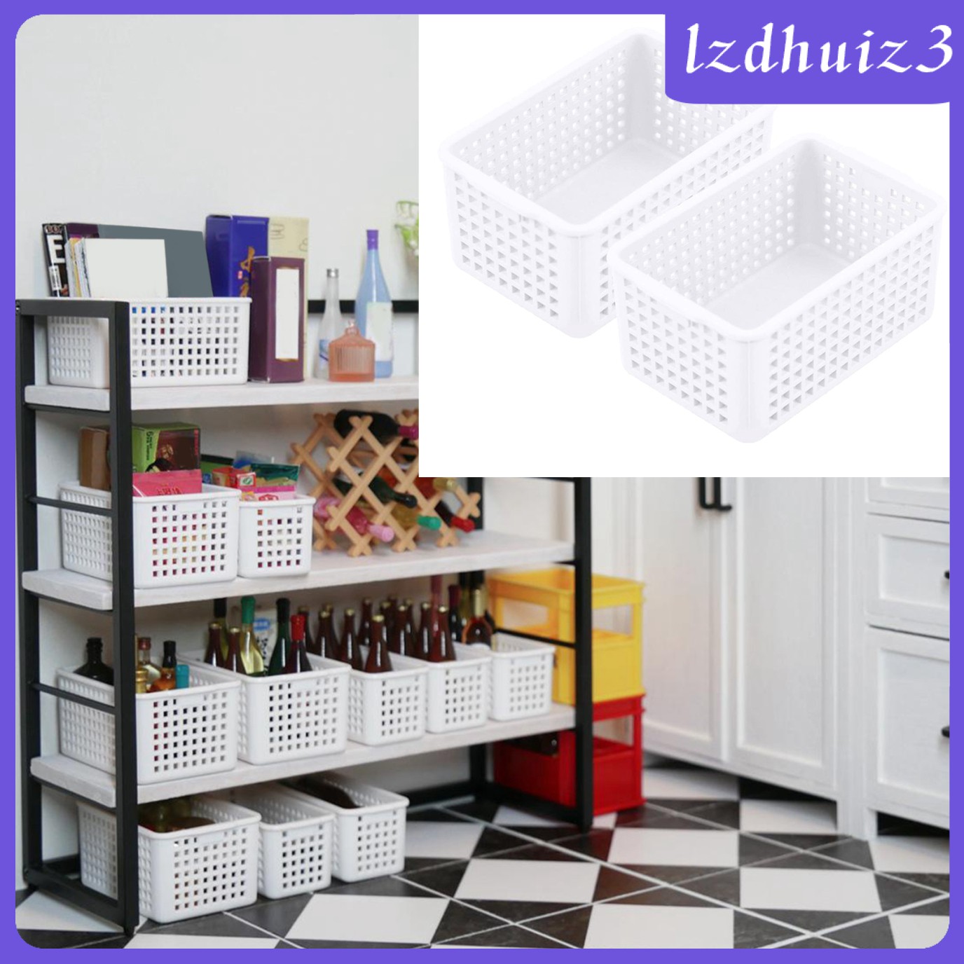 Set 2 Giỏ Đựng Đồ Mini Tỉ Lệ 1: 12 Cho Nhà Búp Bê