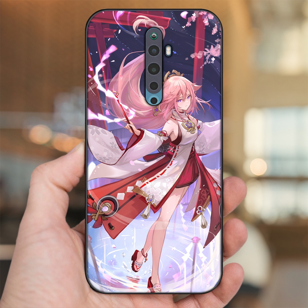 Ốp lưng Oppo Reno 2F viền đen in hình Yae Miko Genshin Impact