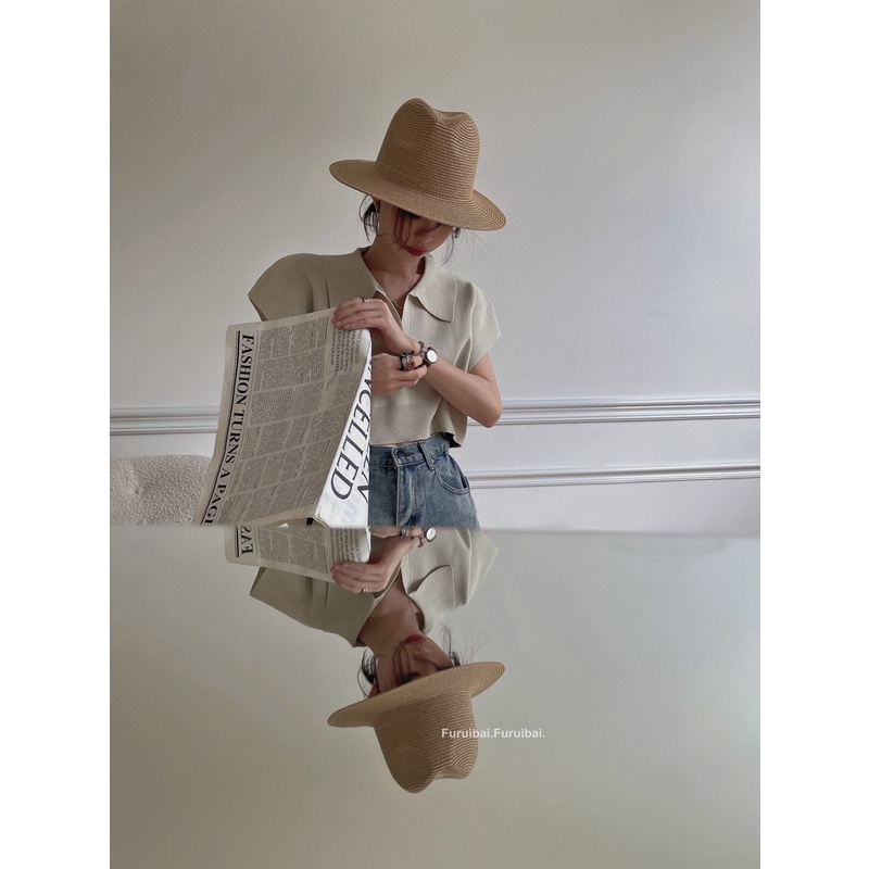 HUANG YOYO Áo Thun Lửng Tay Ngắn Thời Trang Dành Cho Nữ
