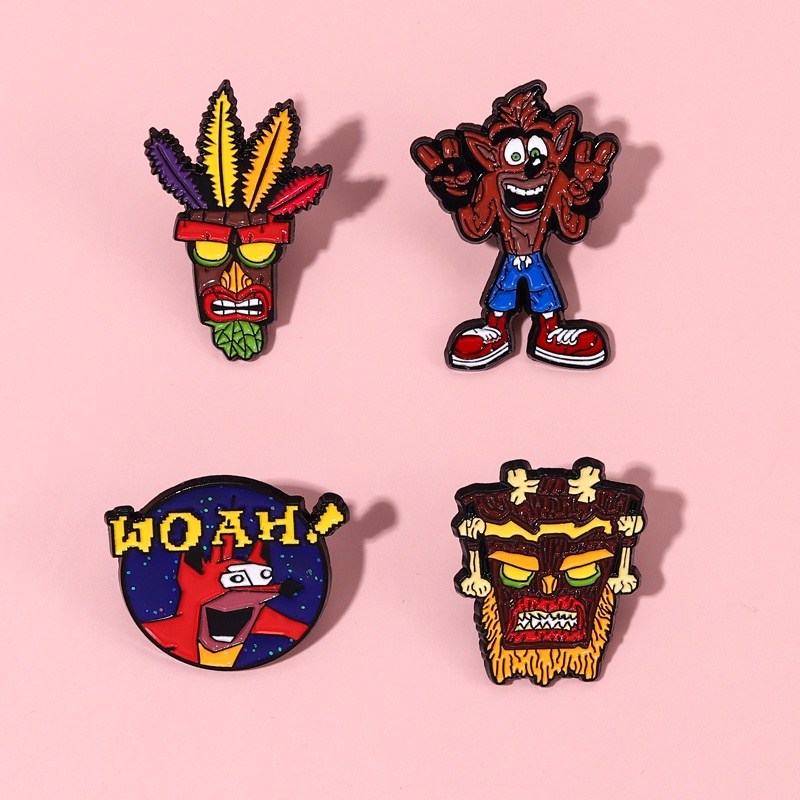 Huy Hiệu Cài Áo Hình Mặt Nạ Woah Aku Hoạt Hình Anime Crash Bandicoot Tráng Men Làm Quà Tặng Cho Bạn Bè