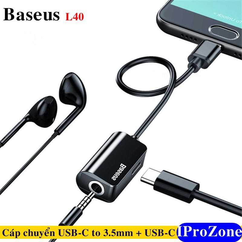 (Baseus L40)Cáp OTG chuyển đổi Type-C to Audo 3.5mm và cổng sạc Type-C