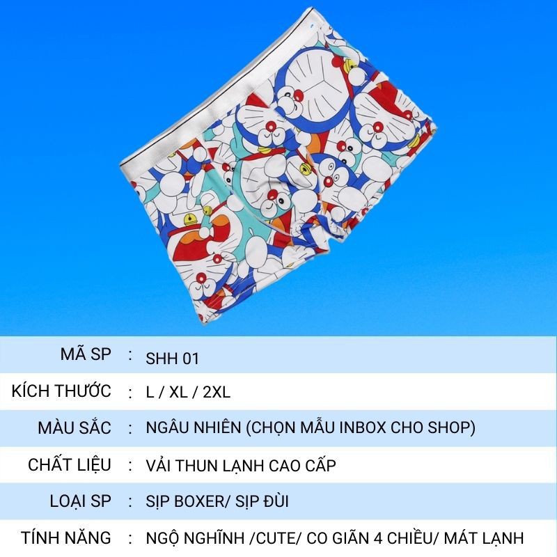 Quần boxer nam hoạt hình thun lạnh họa tiết cao cấp ngộ nghĩnh dễ thương cute túi Zip SĐ05