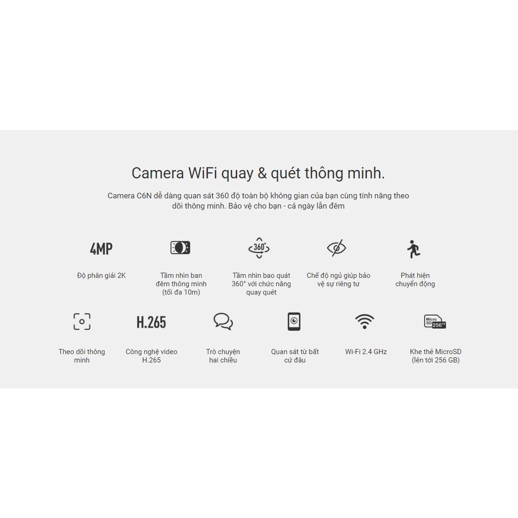 Camera WIFI Không Dây EZVIZ C6N 4MP 2K - Bản nâng cấp C6N 1080p