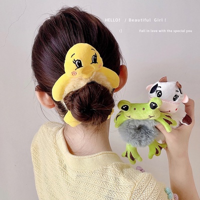 Dây buộc tóc co giãn phối lông hình thỏ dễ thương cho nữ