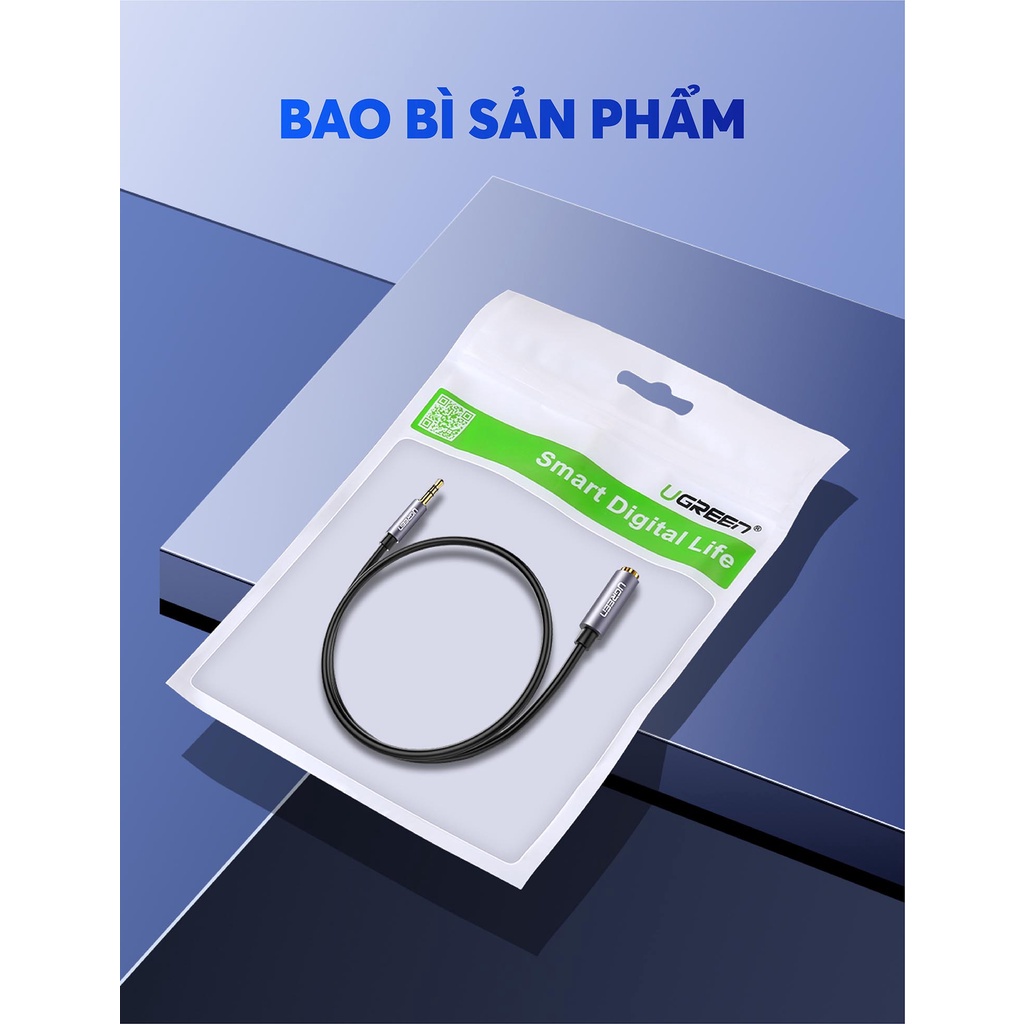 Dây AV nối dài 3.5mm đầu mạ vàng dài từ 0.5-2m UGREEN AV118 - Hàng phân phối chính hãng - Bảo hành 18 tháng