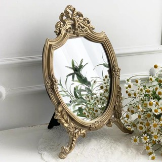 [Mã SKAMLTSM9 giảm 10% đơn 99K] Gương trổ viền vàng Cổ điển [Mici Decor] Gương để bàn, trang trí, bàn trang điểm