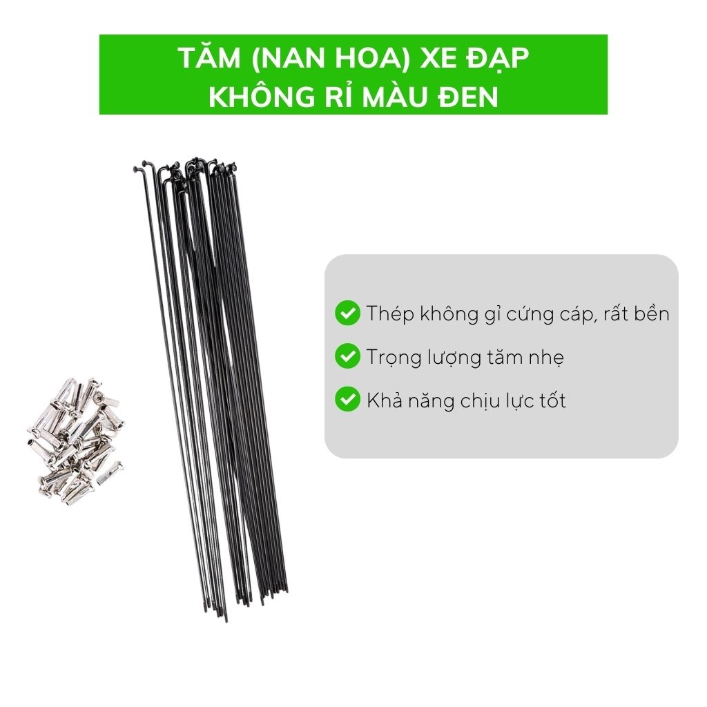 Tăm  xe đạp không rỉ màu đen
