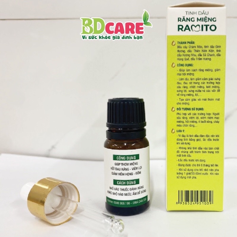 Tinh dầu răng miệng Ramito -10ml - làm sạch, tạo hơi thở thơm mát, phòng ngừa và hỗ trợ giải quyết các vấn đề răng miệng