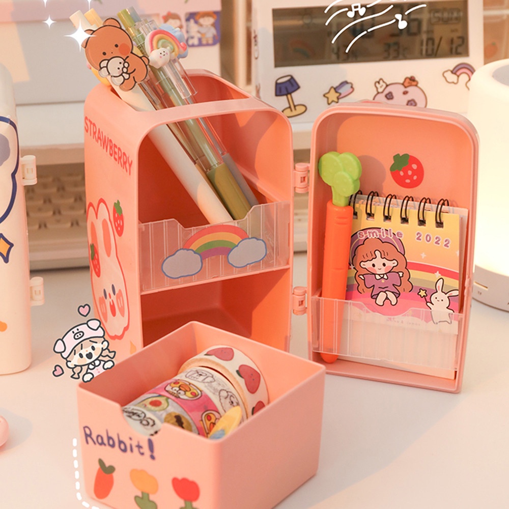 hộp đựng bút cỡ lớn đa năng hình tủ lạnh sáng tạo giá đỡ