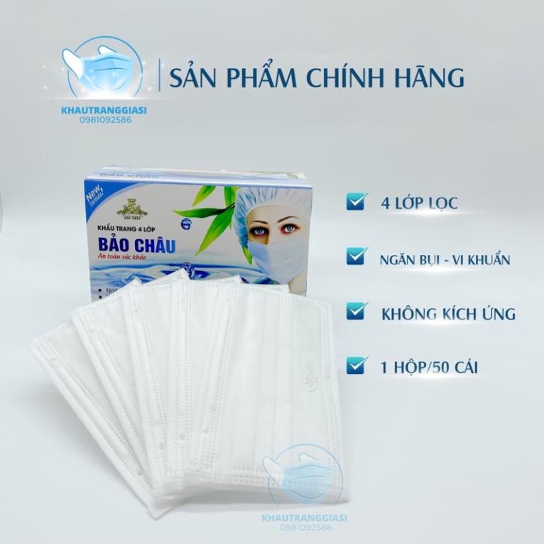Khẩu trang y tế 4 lớp kháng khuẩn Bảo Châu màu trắng | BigBuy360 - bigbuy360.vn