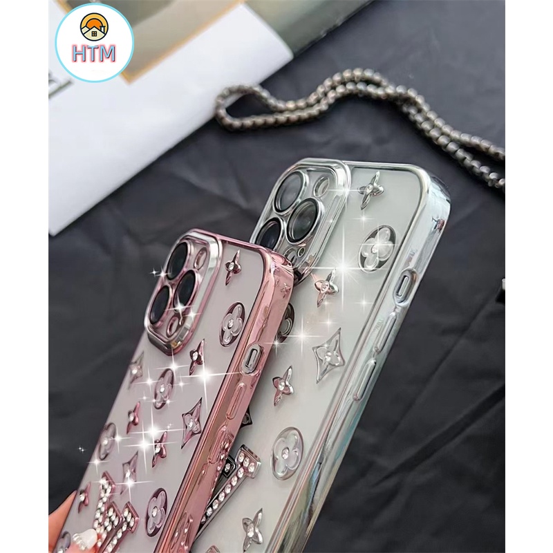 Ốp Điện Thoại Trong Suốt Mạ Logo Kim Cương Sang Trọng Cho iPhone 13 12 11 Pro Max 13pro 12pro