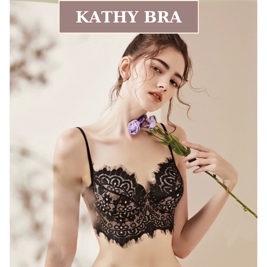 A02 Áo Lót Ren Bralette KATHY BRA Hai Dây Ren Mềm Mại Có Gọng Nâng Ngực Mút Mỏng Sexy Gợi Cảm Corset