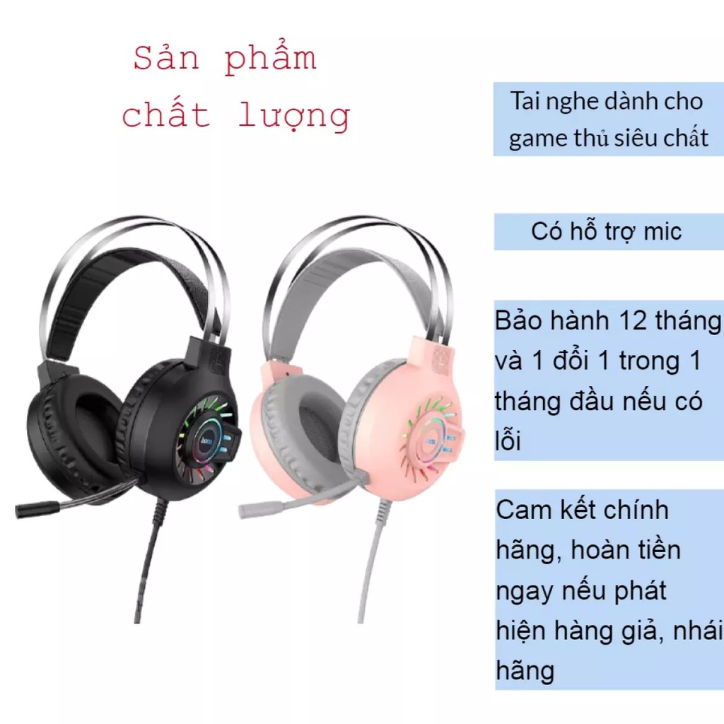 Tai Nghe Bluetooth - Tai nghe Gaming Hoco ESD04 Có Mic Đàm Thoại-Head Phone Chụp Tai Cho Game thủ-Bass Mạnh-Pin Khủng