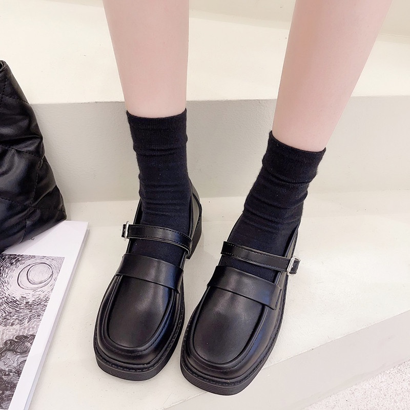 Retro British Wind Small Leather Shoes Women's Day Jk Shoes 2021 Spring And Autumn New Students Hundreds Of Thick With M