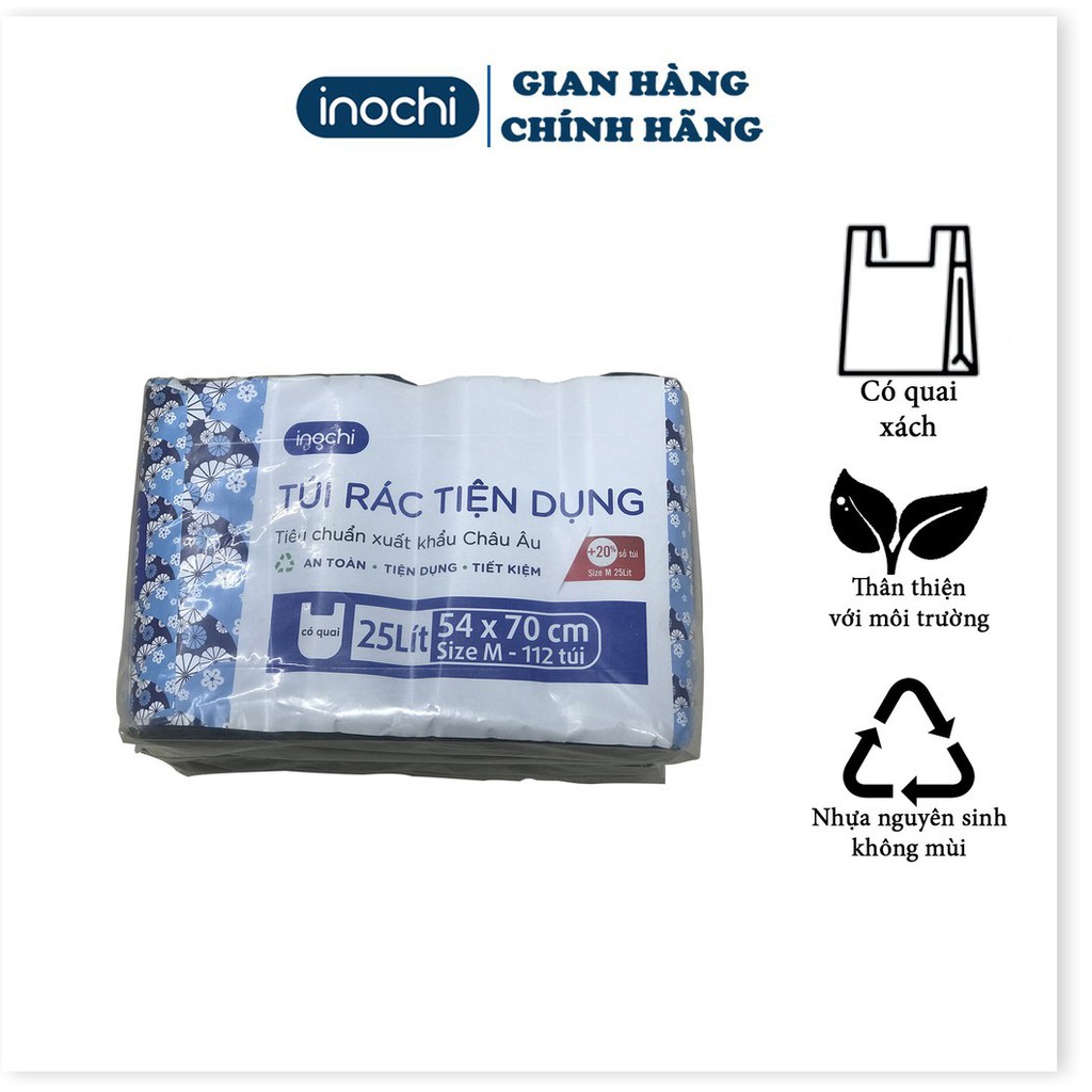 Lô 4 cuộn túi rác Inochi tiện dụng 25L (nhiều màu)