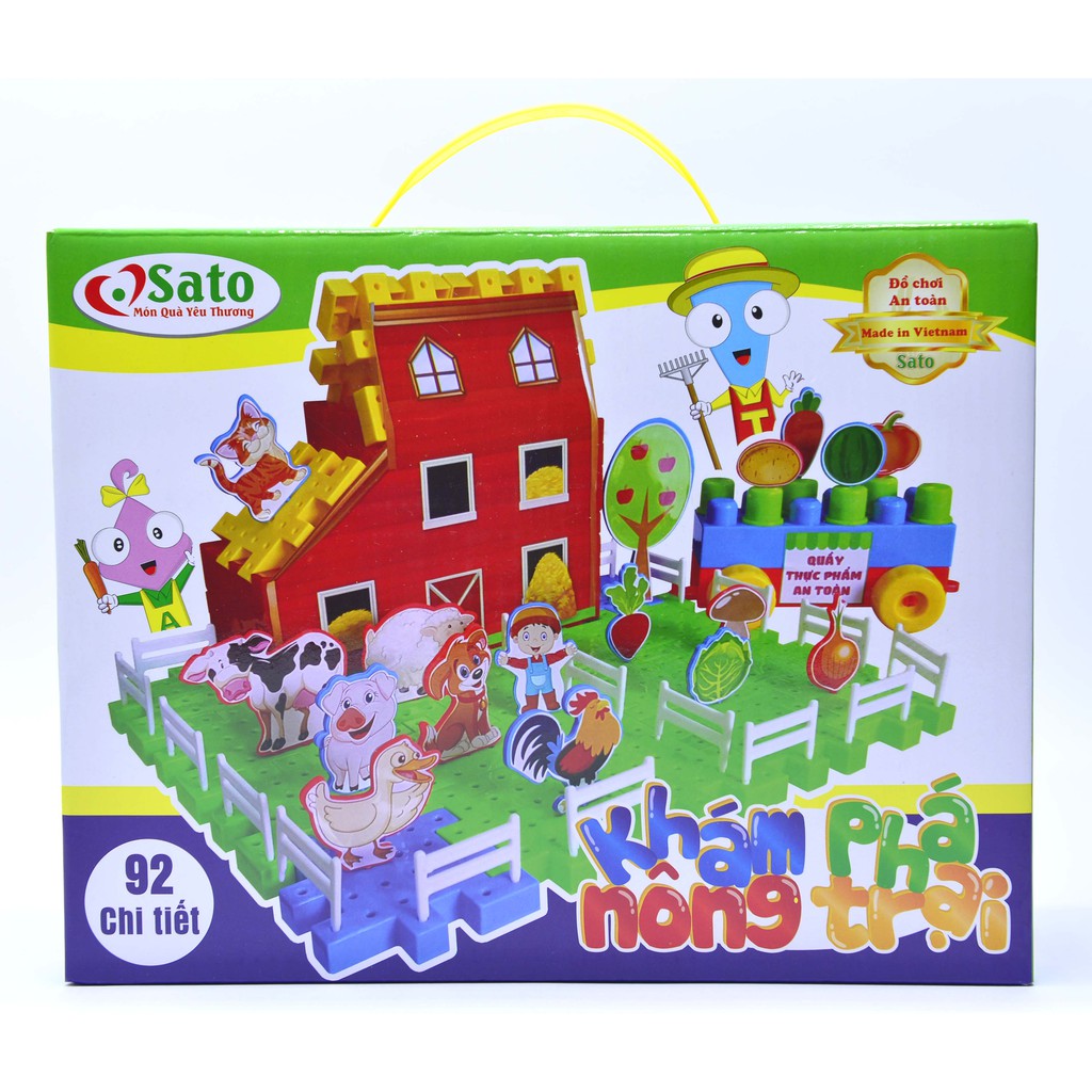 Bộ Đồ Chơi Xếp Hình Khám Phá Nông Trại 92 Chi Tiết Hãng Sato