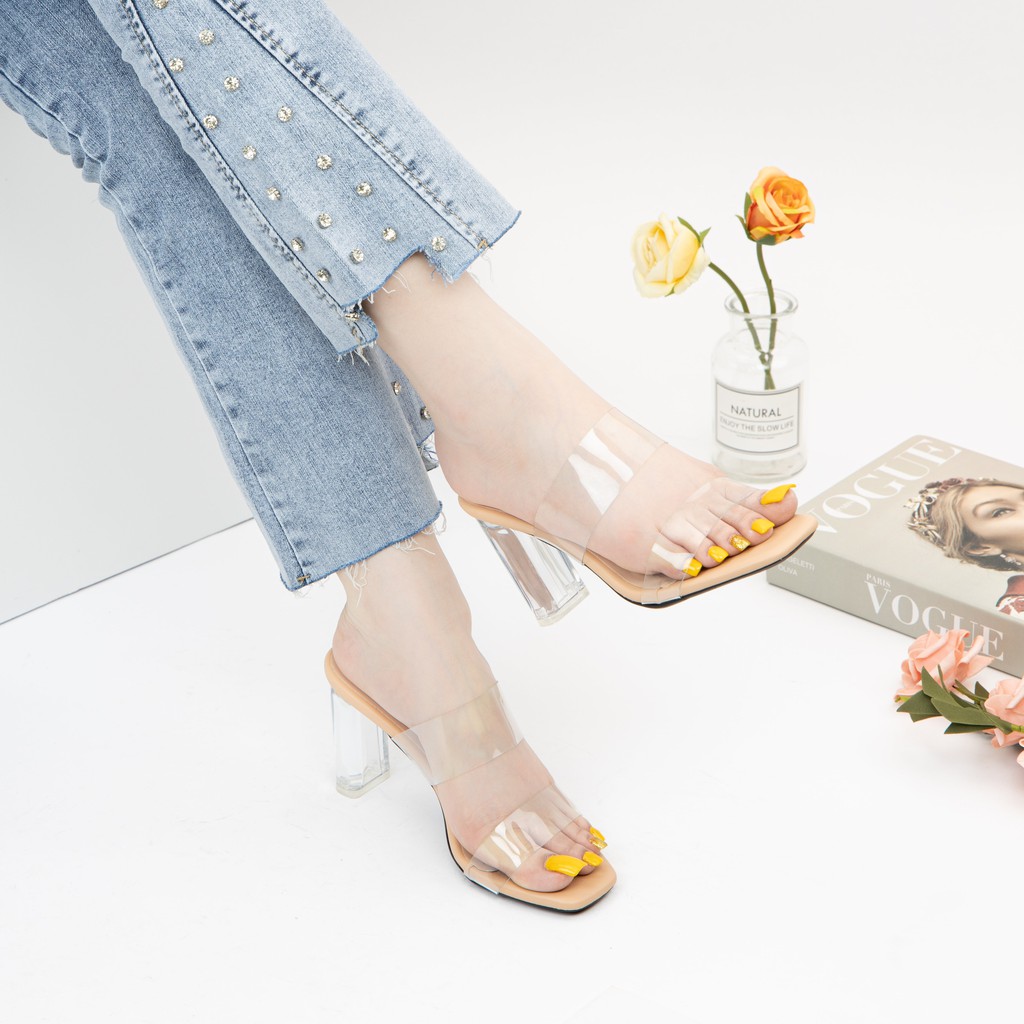 Guốc Cao Gót MWC Đế Vuông 9CM Quai Ngang Phong Cách NUCG - 4136
