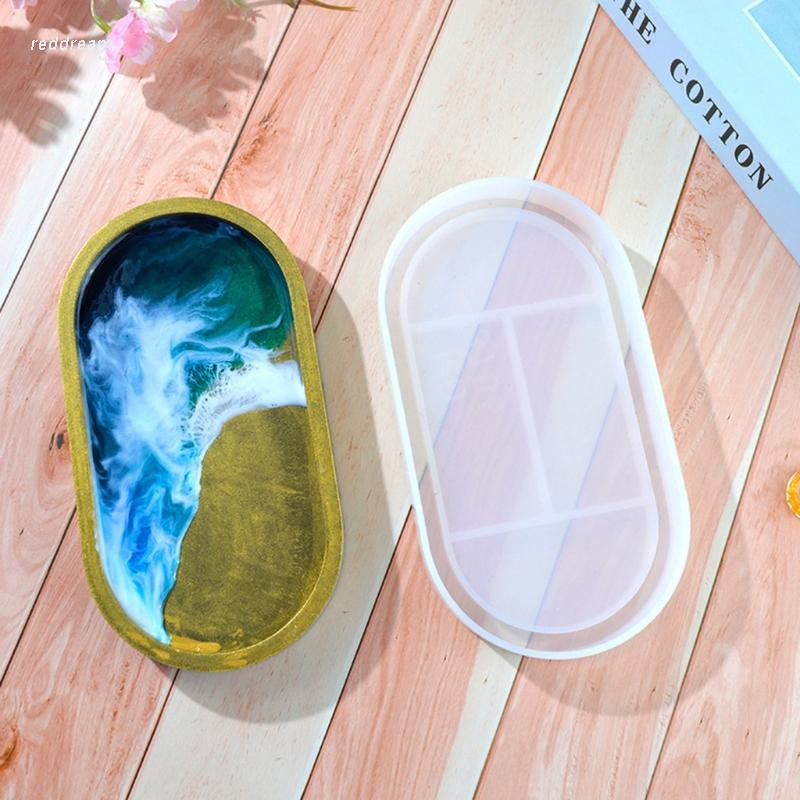 Khuôn Silicone Làm Khay Nhựa Resin Epoxy Hình Oval Diy