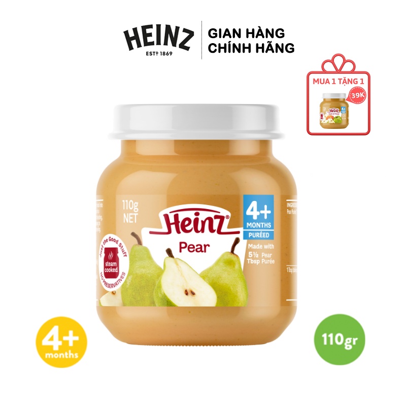 Dinh Dưỡng Đóng Lọ Lê Nghiền HEINZ 110g (Date 18/08/2022) + Tặng 1 Hũ Táo Xoài 110g (Date T07/2022)