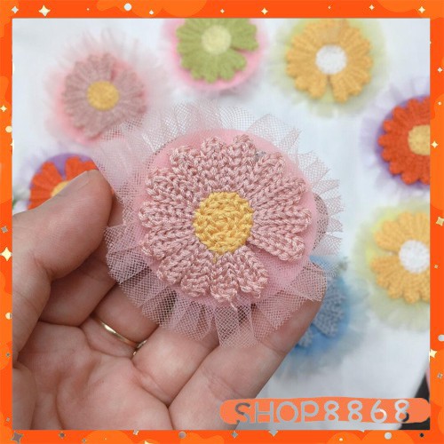 Kẹp ulzzang hoa cúc nhiều màu phối lưới - shop8868