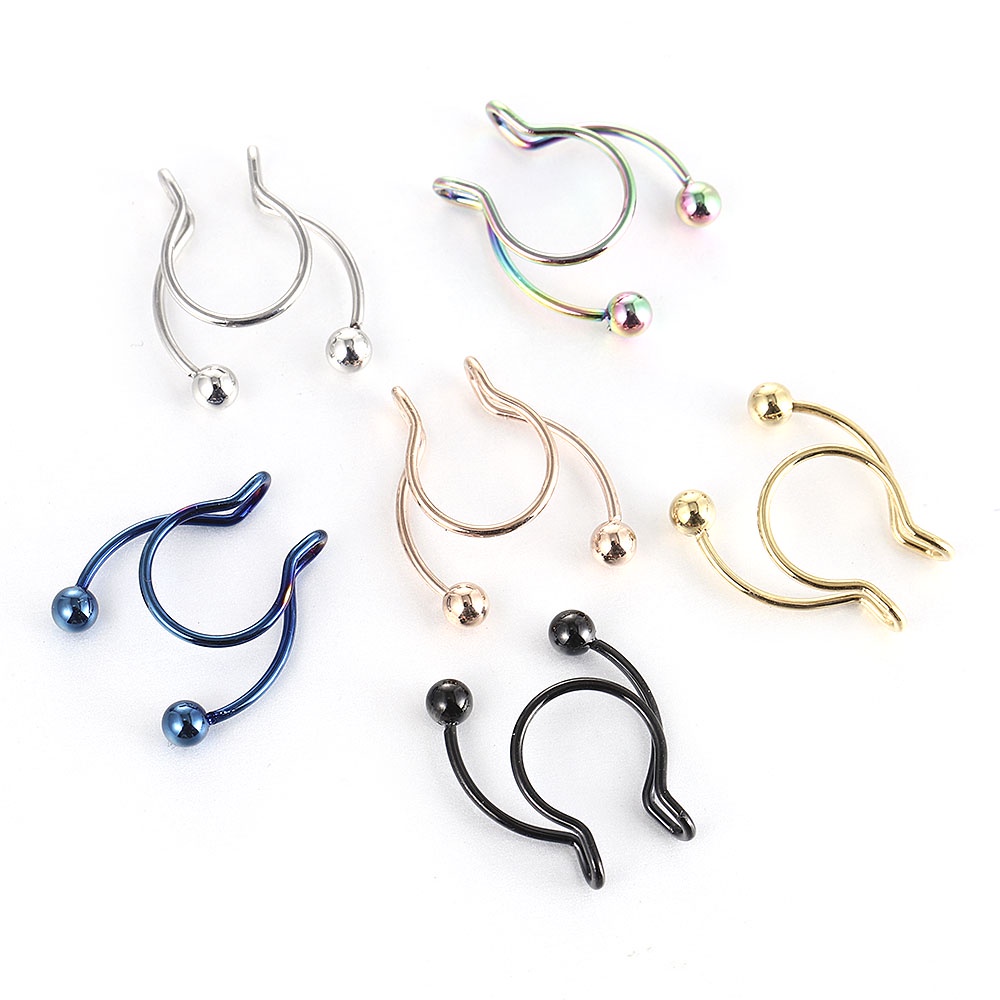 Khuyên Mũi Hình Chữ U Bằng Thép Không Gỉ Có 6 Màu Tùy Chọn