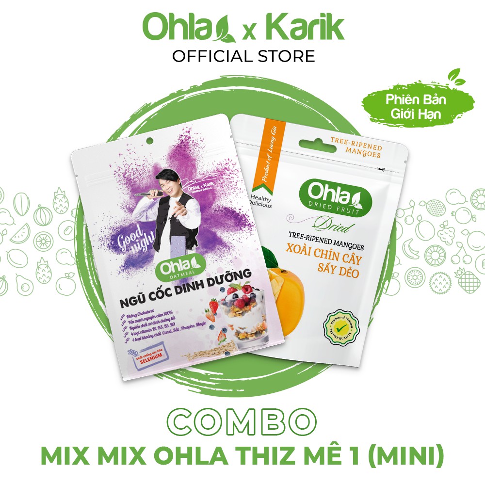 Combo Mix mix Ohla Thiz mê 1 Mini gồm Ngũ cốc dinh dưỡng 60g và Xoài sấy dẻo 35g