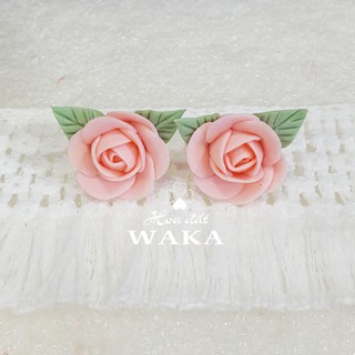 Hoa Tai Hồng Dâu Đất Sét Handmade