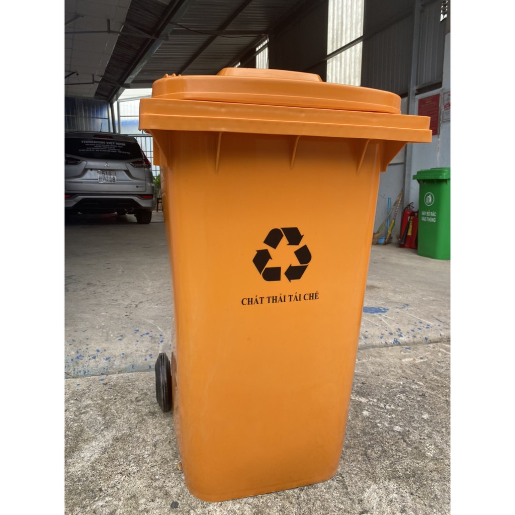 Thùng rác nhựa HDPE 240L màu cam nhập khẩu