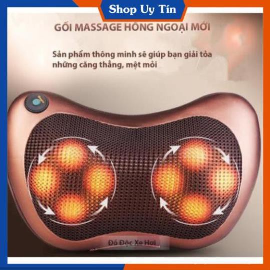 Gối Massage 8 Bi Hồng Ngoại Công Nghệ Nhật Bản Cao Cấp Giúp Giảm Đau Cổ Vai Gáy Lưng